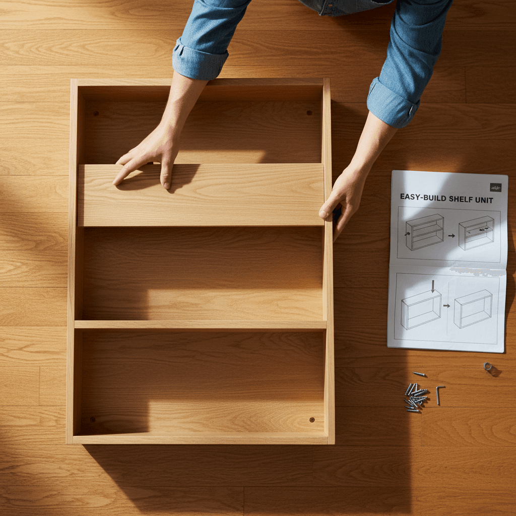 Handyman assembling a piece of furniture