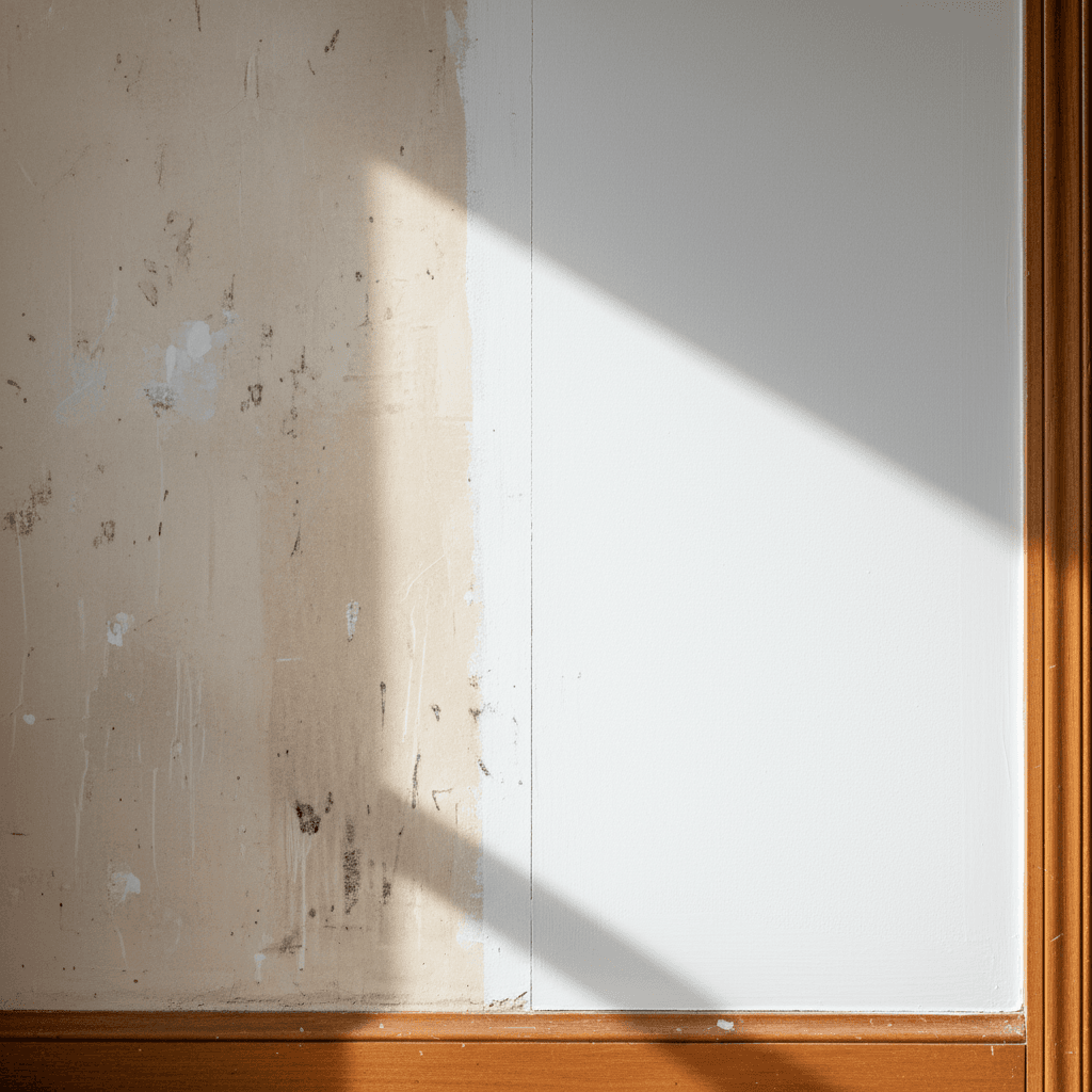 Interior wall painting before and after
