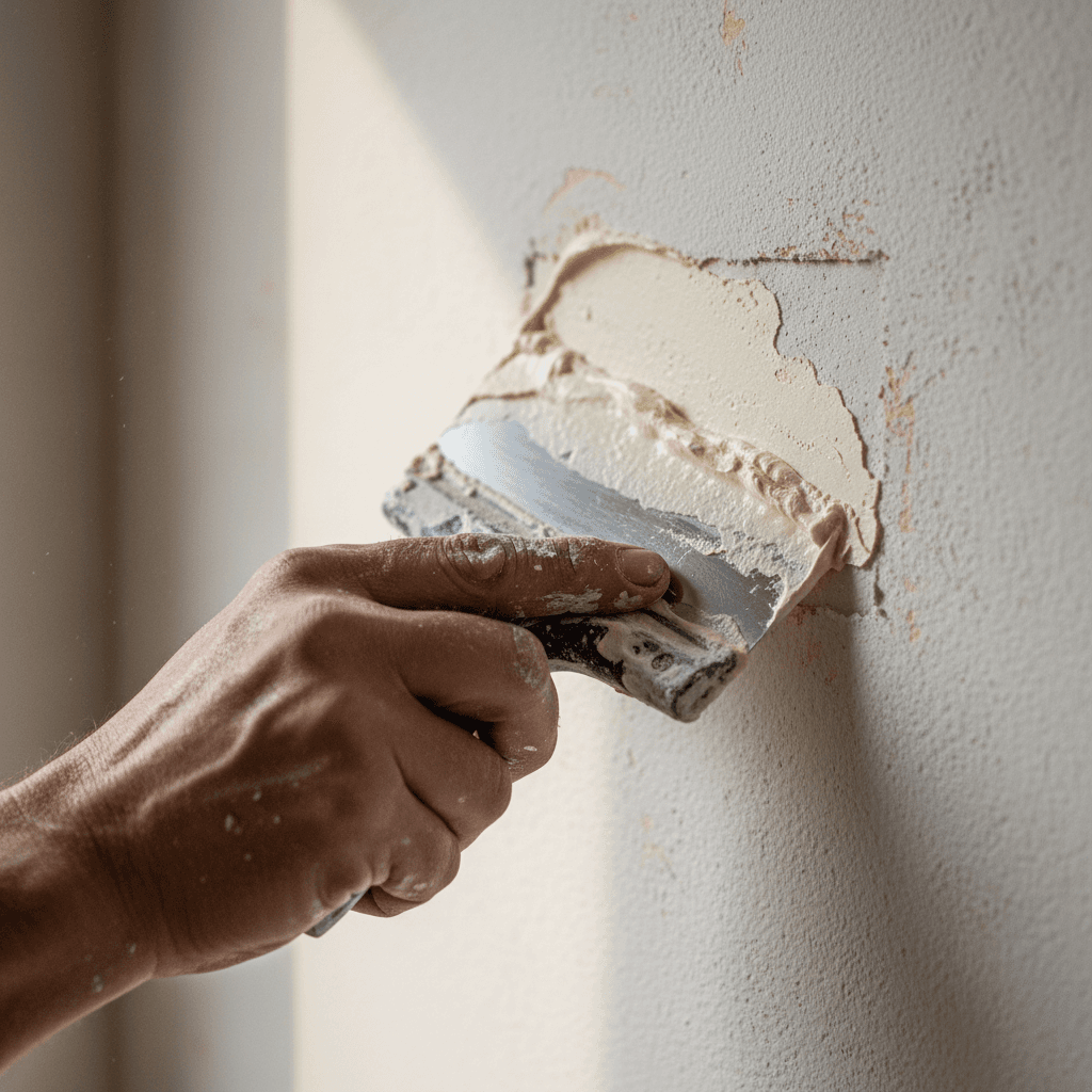 Handyman repairing a hole in drywall