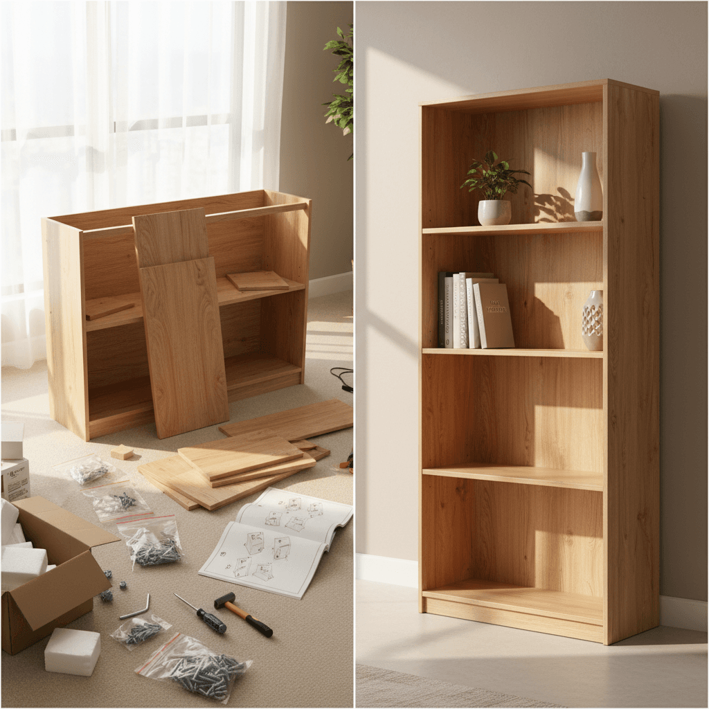 Furniture assembly before and after