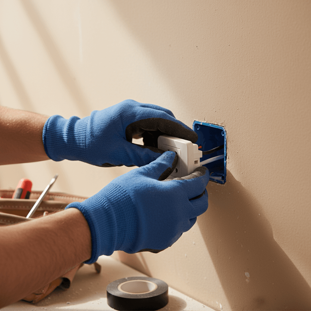Electrical outlet installation in progress