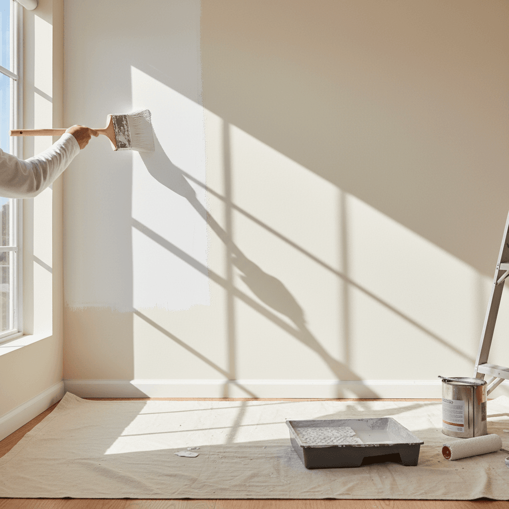 Interior wall painting with professional technique