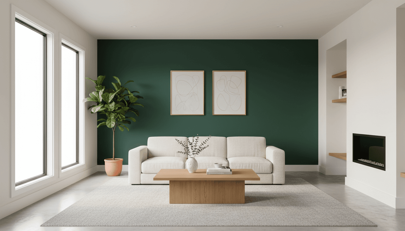Professionally painted accent wall in a modern home living space