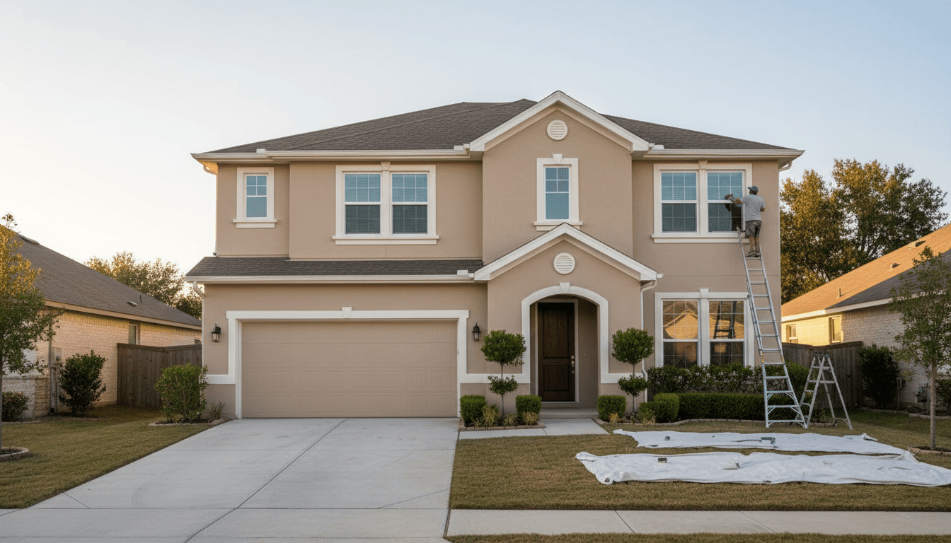 Exterior painting garage wall transformation