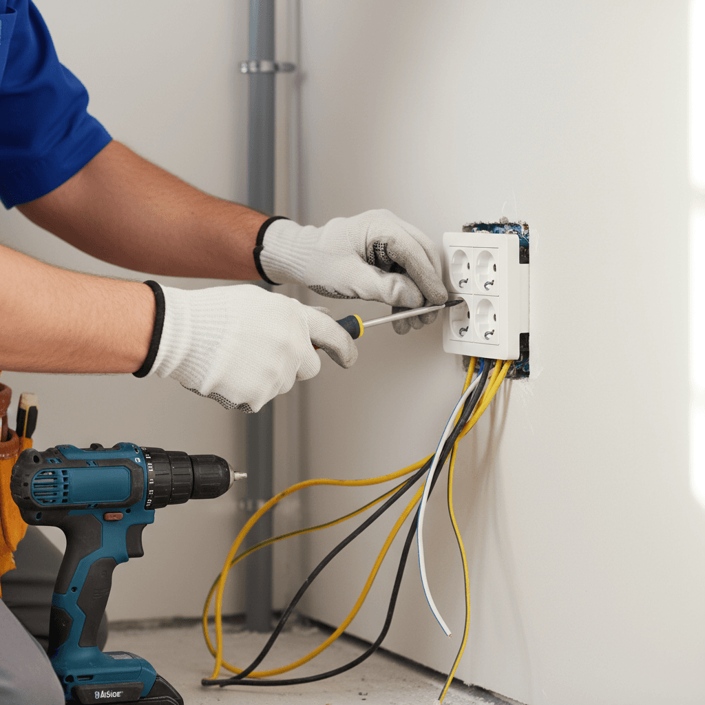 Electrical outlet installation in progress