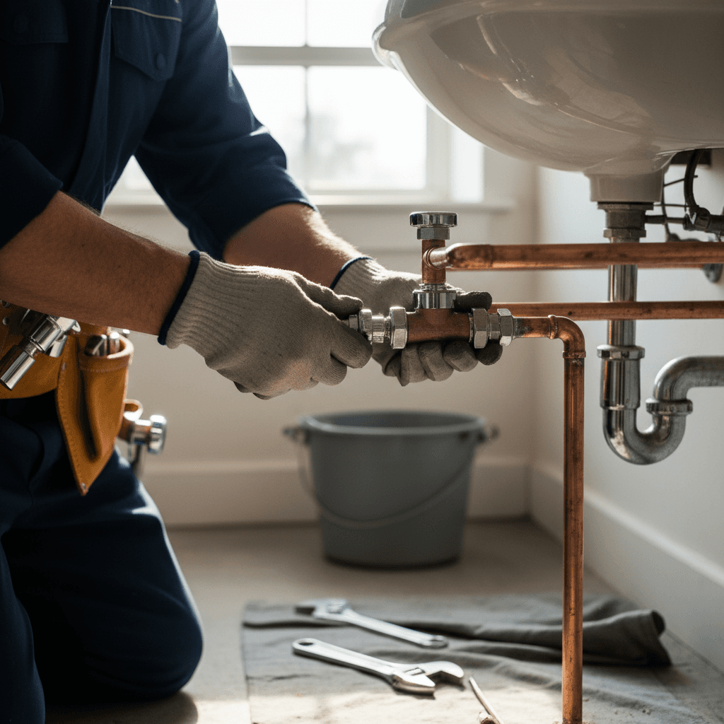 Plumbing repair work in progress